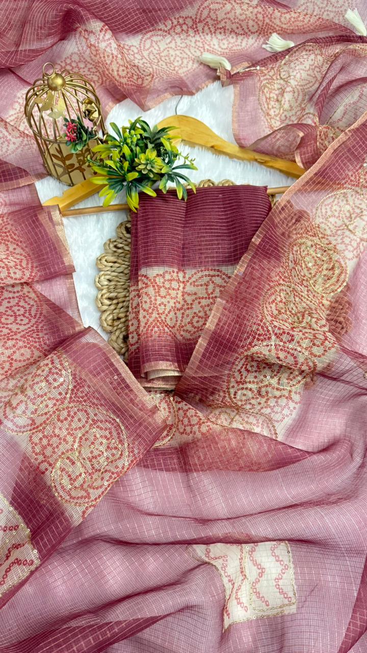 Kota Doriya Circle Motif With Aari Work