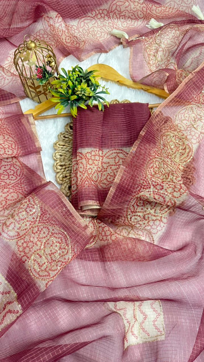 Kota Doriya Circle Motif With Aari Work