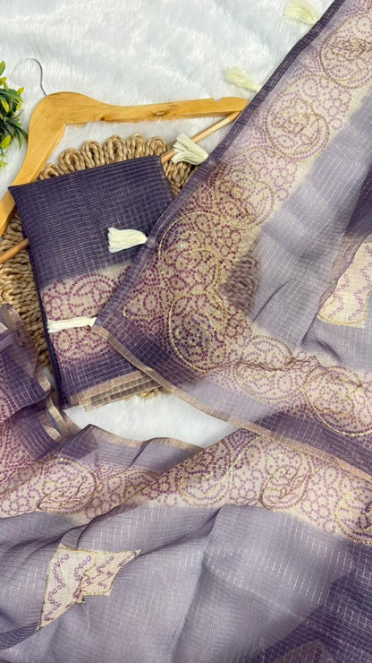 Kota Doriya Circle Motif With Aari Work