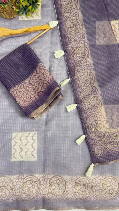 Kota Doriya Circle Motif With Aari Work