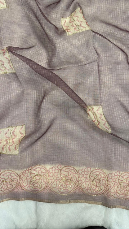 Kota Doriya Circle Motif With Aari Work