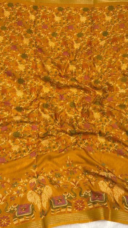 Mulmul Cotton Saree With Beautiful Peacock and Elephant Design