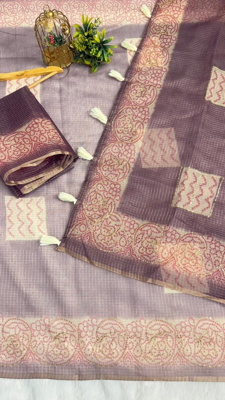 Kota Doriya Circle Motif With Aari Work