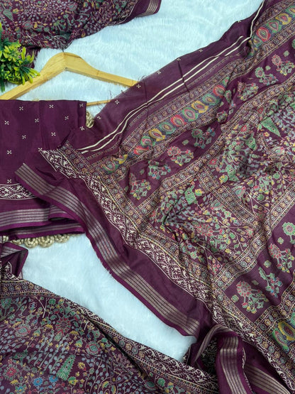 Mulmul Cotton Kalamkari Design with Paisley Border