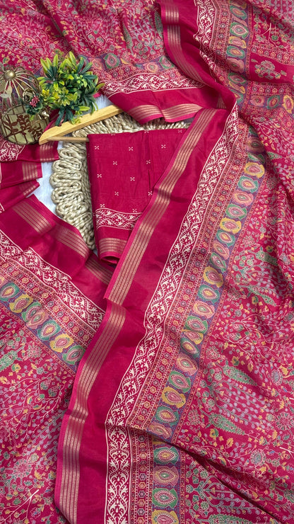 Mulmul Cotton Kalamkari Design with Paisley Border