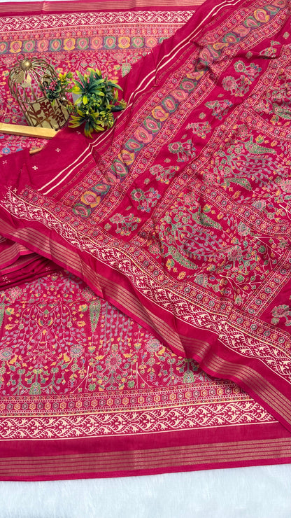 Mulmul Cotton Kalamkari Design with Paisley Border