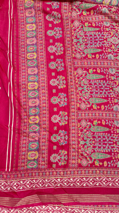 Mulmul Cotton Kalamkari Design with Paisley Border