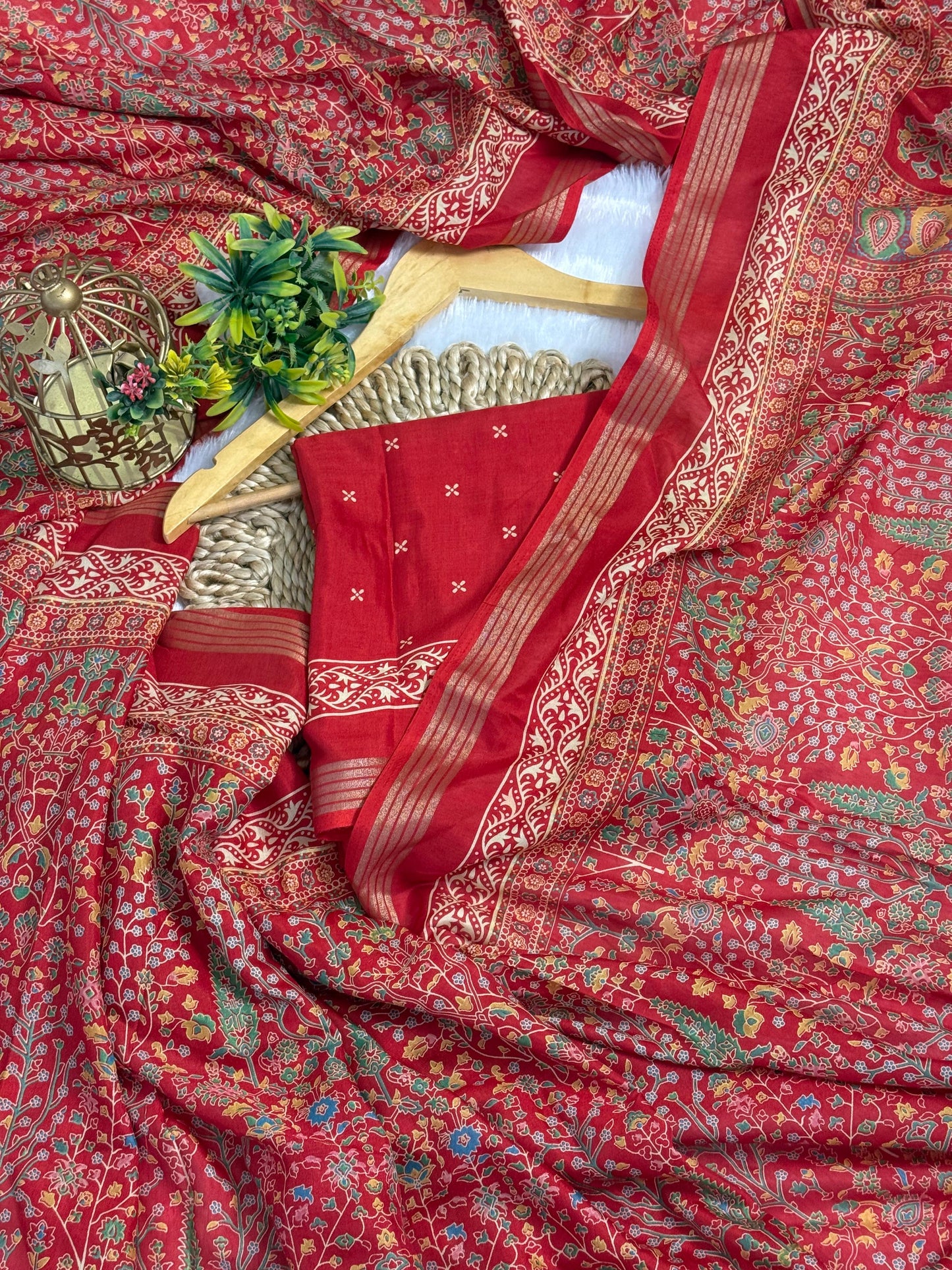 Mulmul Cotton Kalamkari Design with Paisley Border