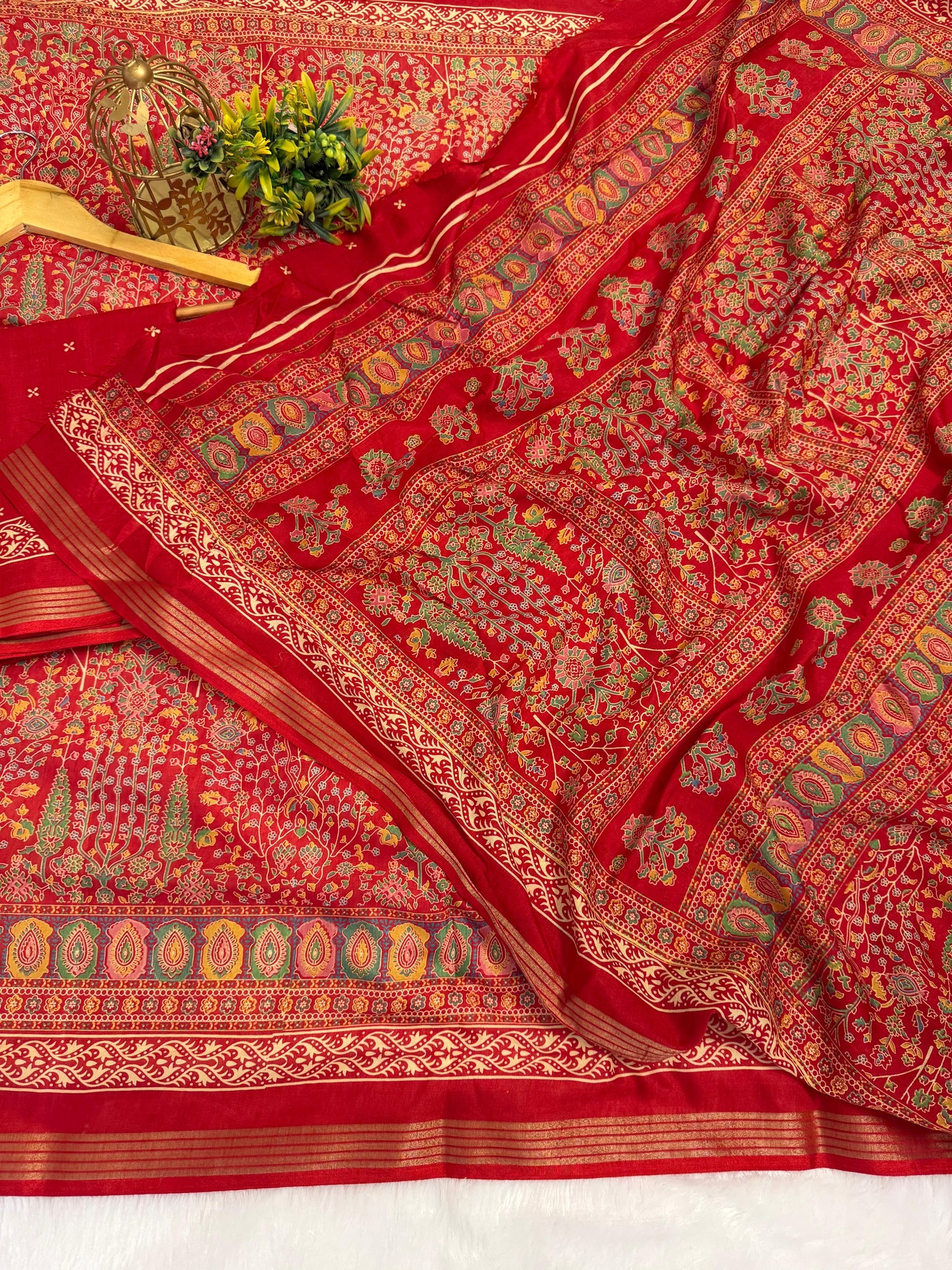 Mulmul Cotton Kalamkari Design with Paisley Border