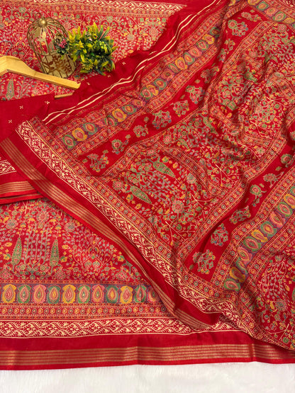 Mulmul Cotton Kalamkari Design with Paisley Border