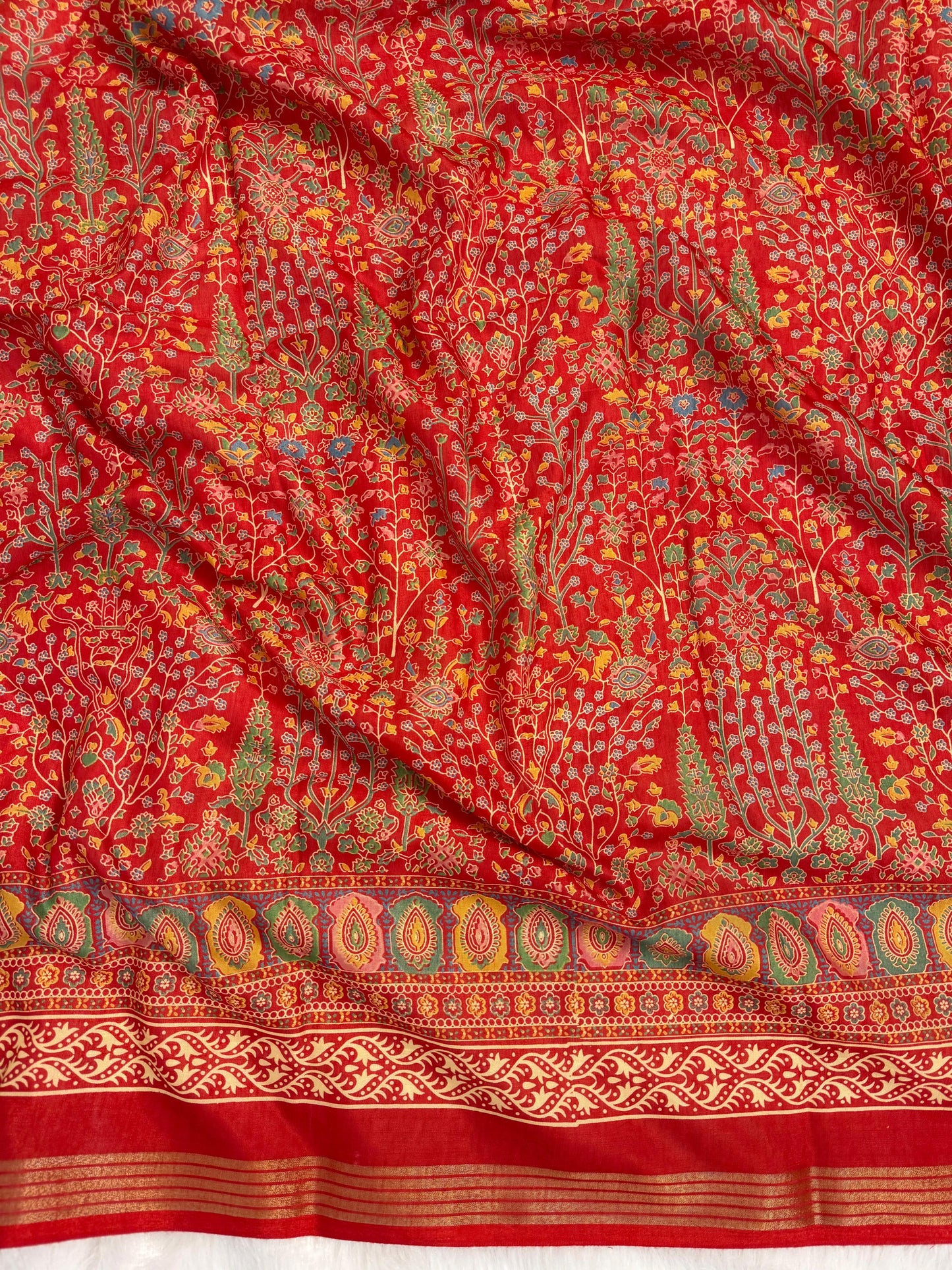 Mulmul Cotton Kalamkari Design with Paisley Border