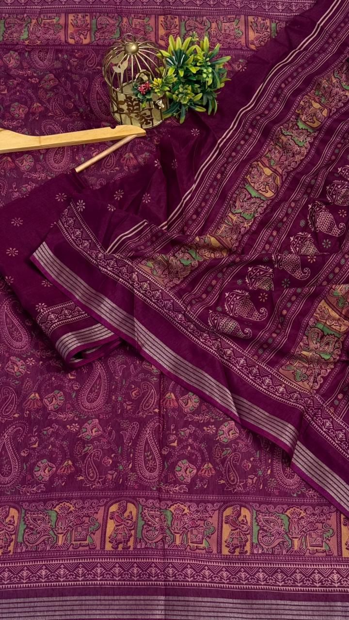 Mulmul Cotton saree with kalamkari design