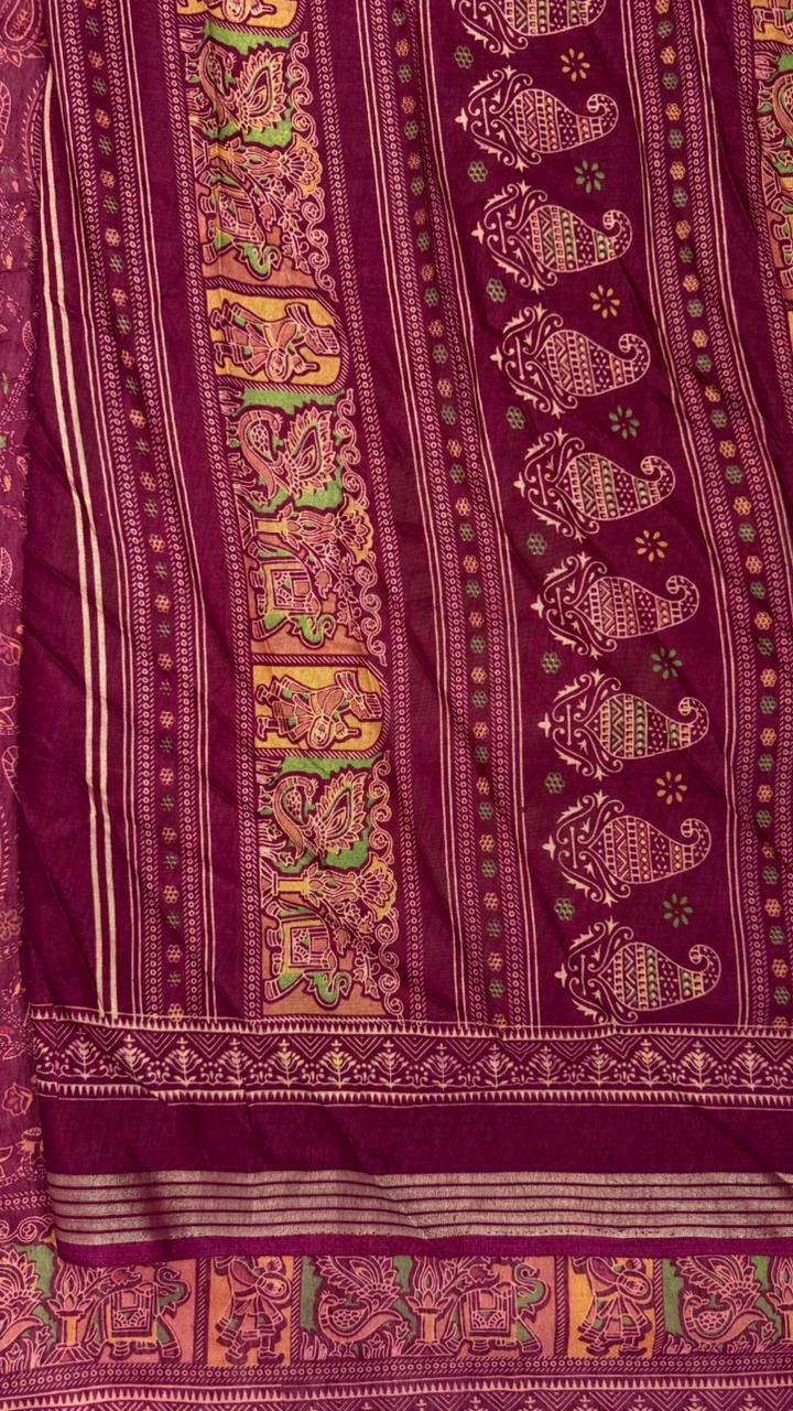 Mulmul Cotton saree with kalamkari design