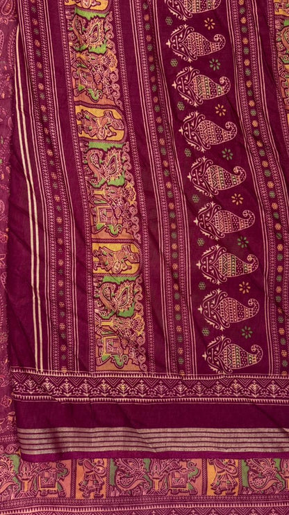 Mulmul Cotton saree with kalamkari design