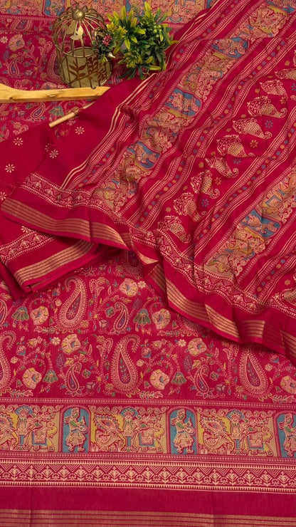 Mulmul Cotton saree with kalamkari design