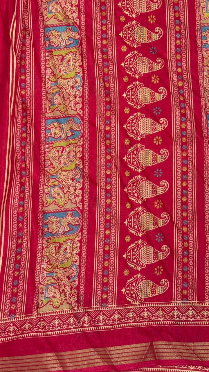 Mulmul Cotton saree with kalamkari design