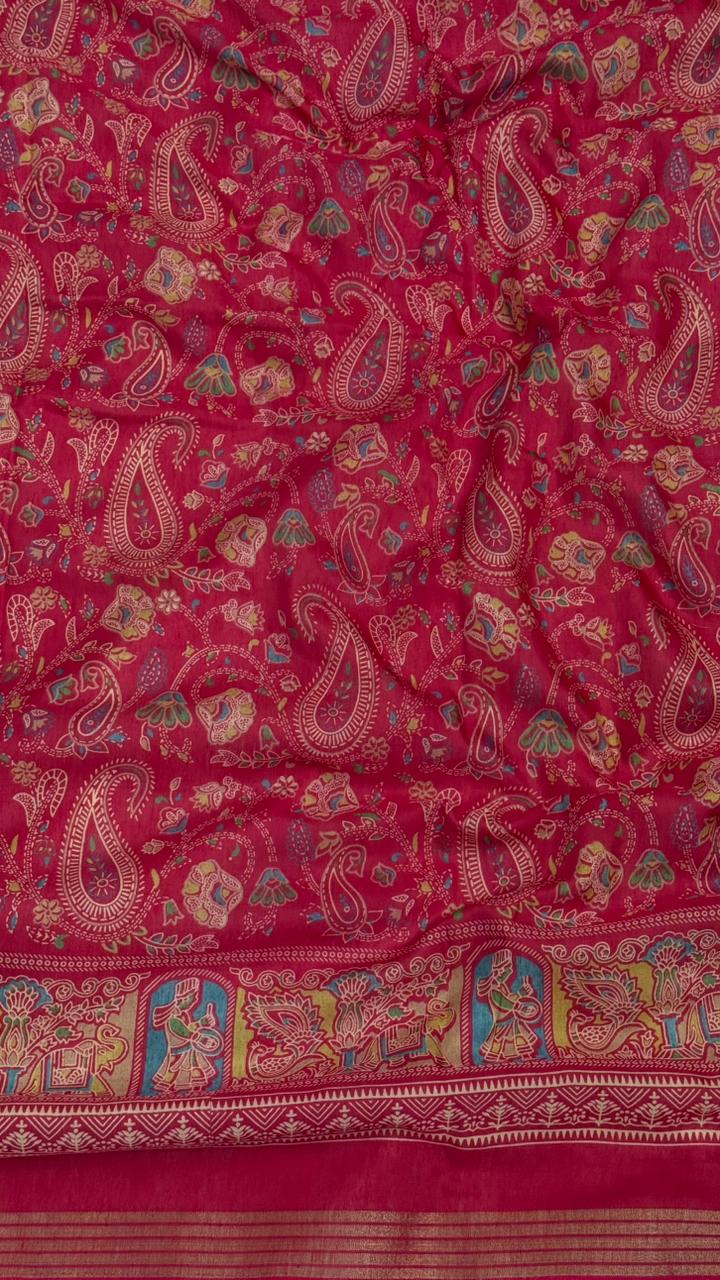 Mulmul Cotton saree with kalamkari design