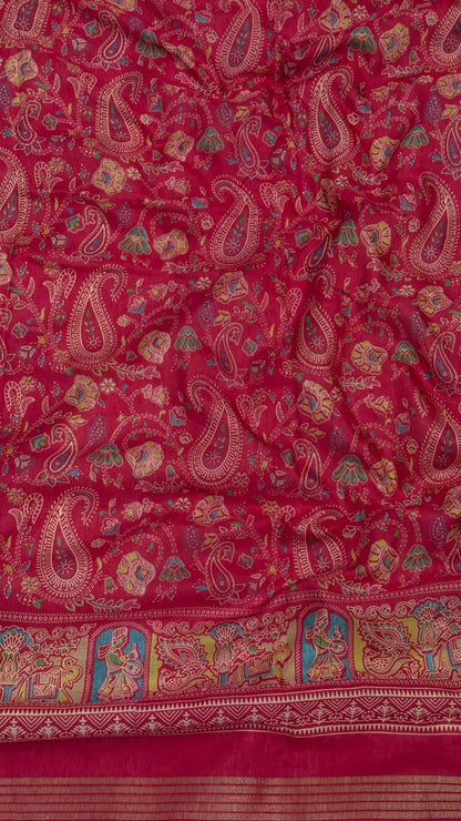 Mulmul Cotton saree with kalamkari design