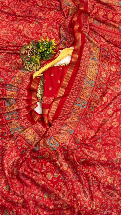 Mulmul Cotton saree with kalamkari design