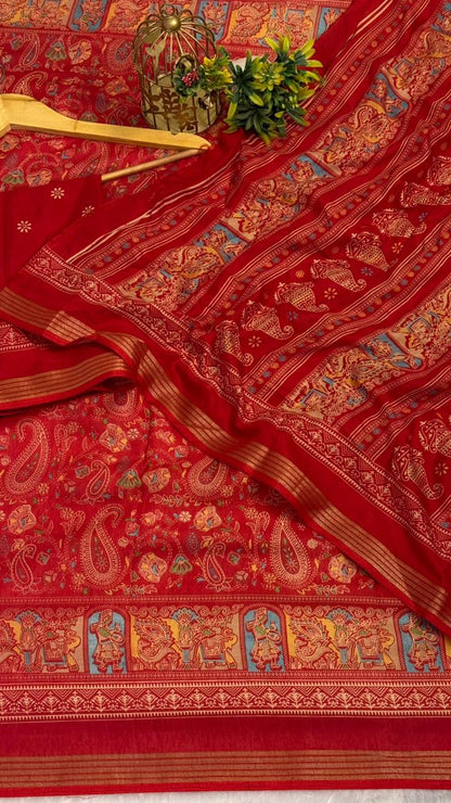Mulmul Cotton saree with kalamkari design