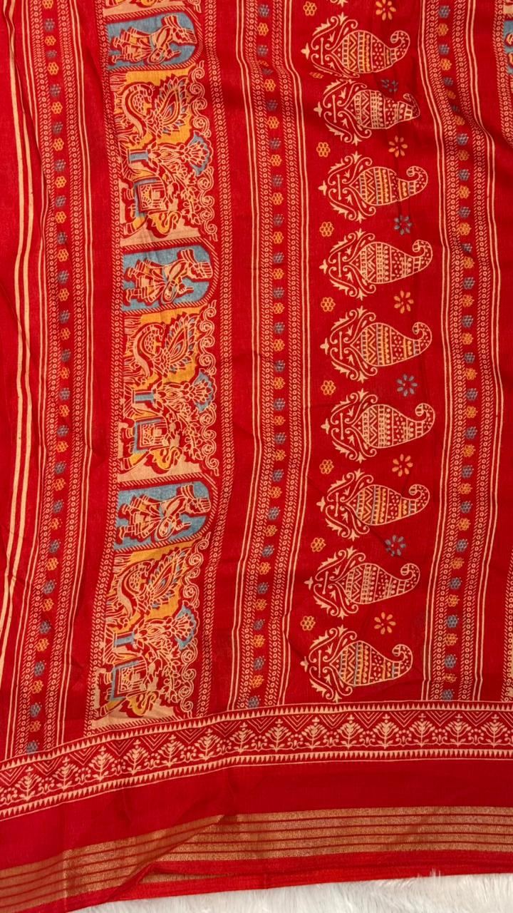 Mulmul Cotton saree with kalamkari design
