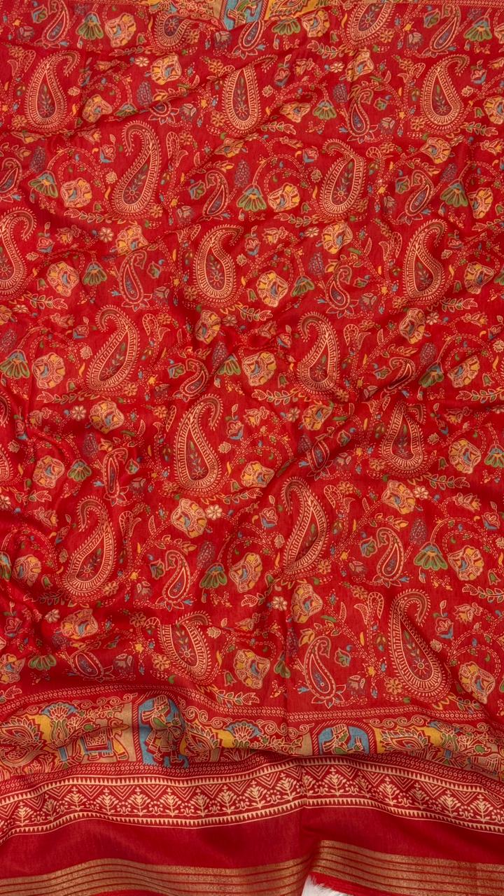 Mulmul Cotton saree with kalamkari design