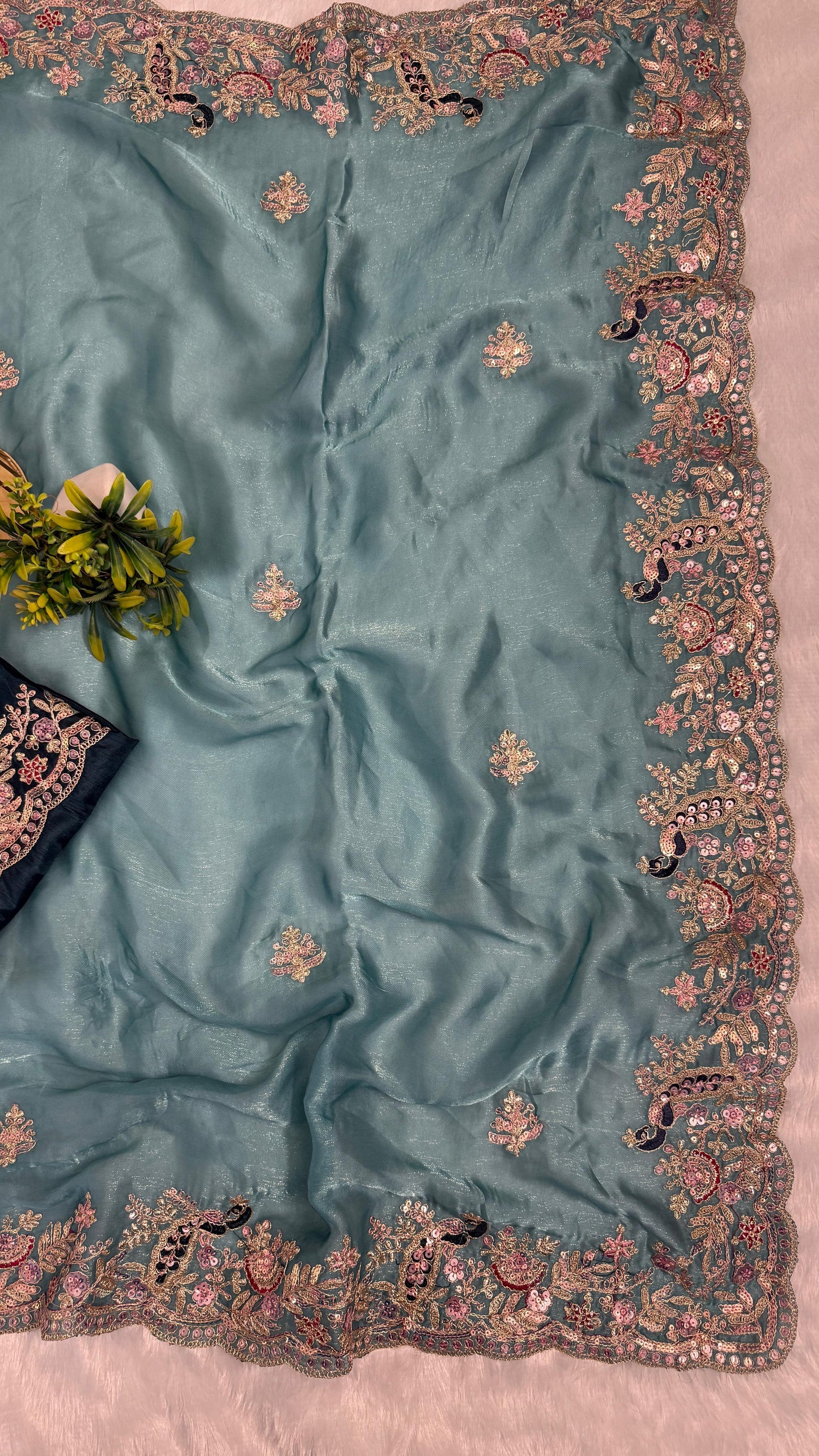 Beautiful Peacock Design C-Pallu Saree