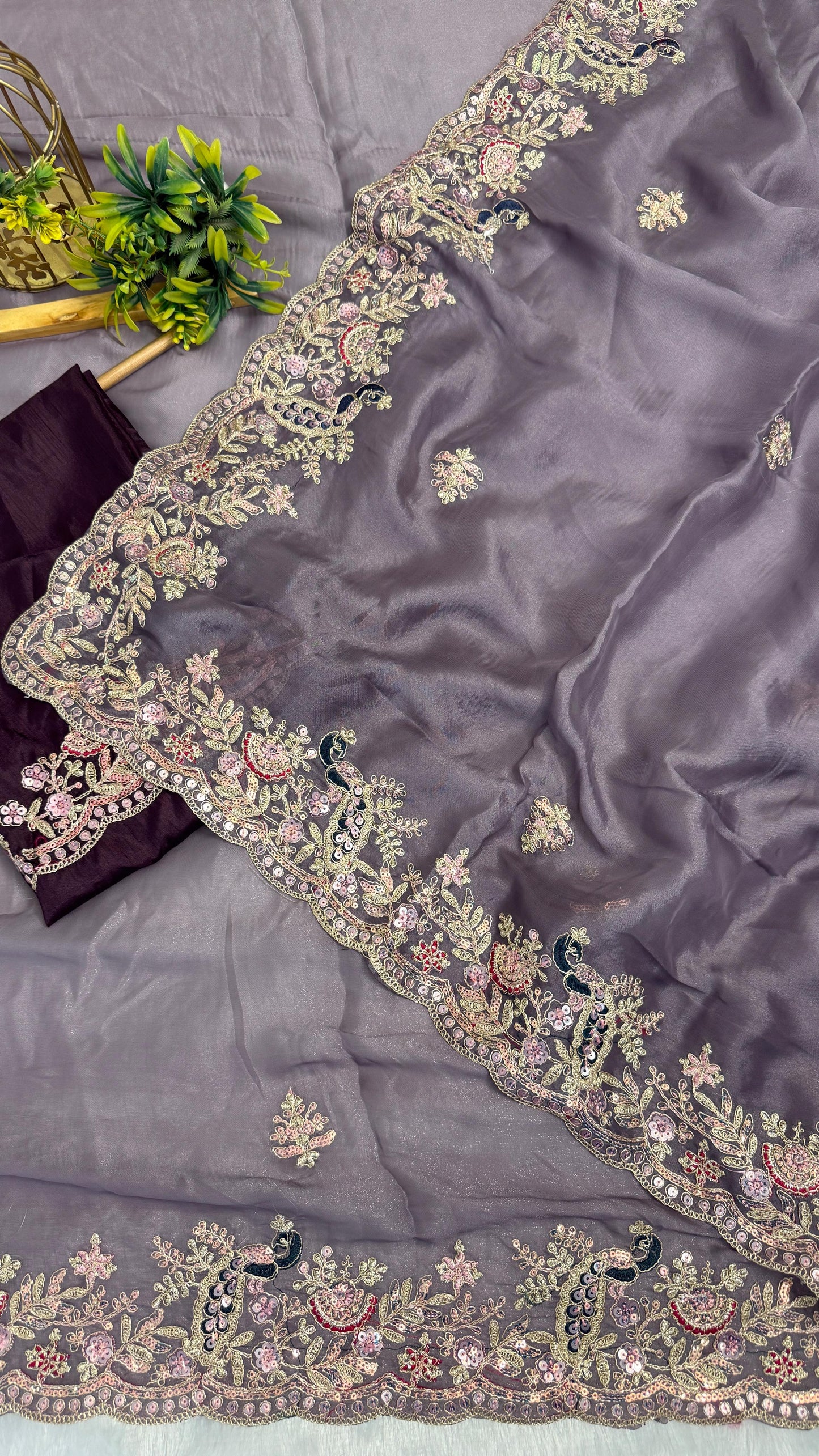 Beautiful Peacock Design C-Pallu Saree