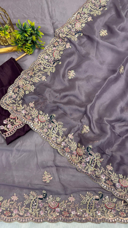 Beautiful Peacock Design C-Pallu Saree