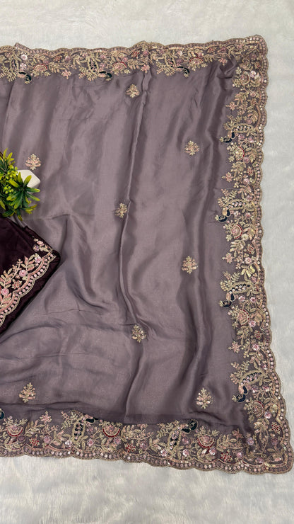 Beautiful Peacock Design C-Pallu Saree