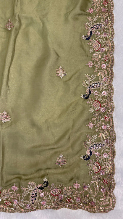Beautiful Peacock Design C-Pallu Saree