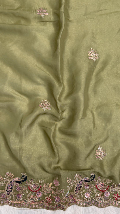 Beautiful Peacock Design C-Pallu Saree