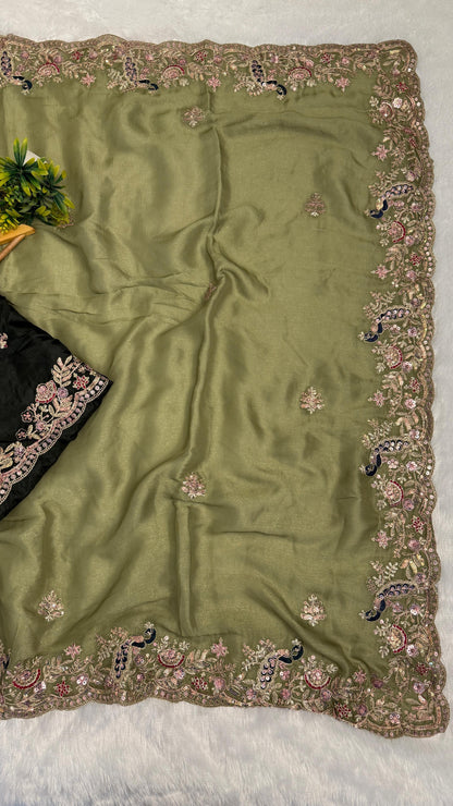 Beautiful Peacock Design C-Pallu Saree