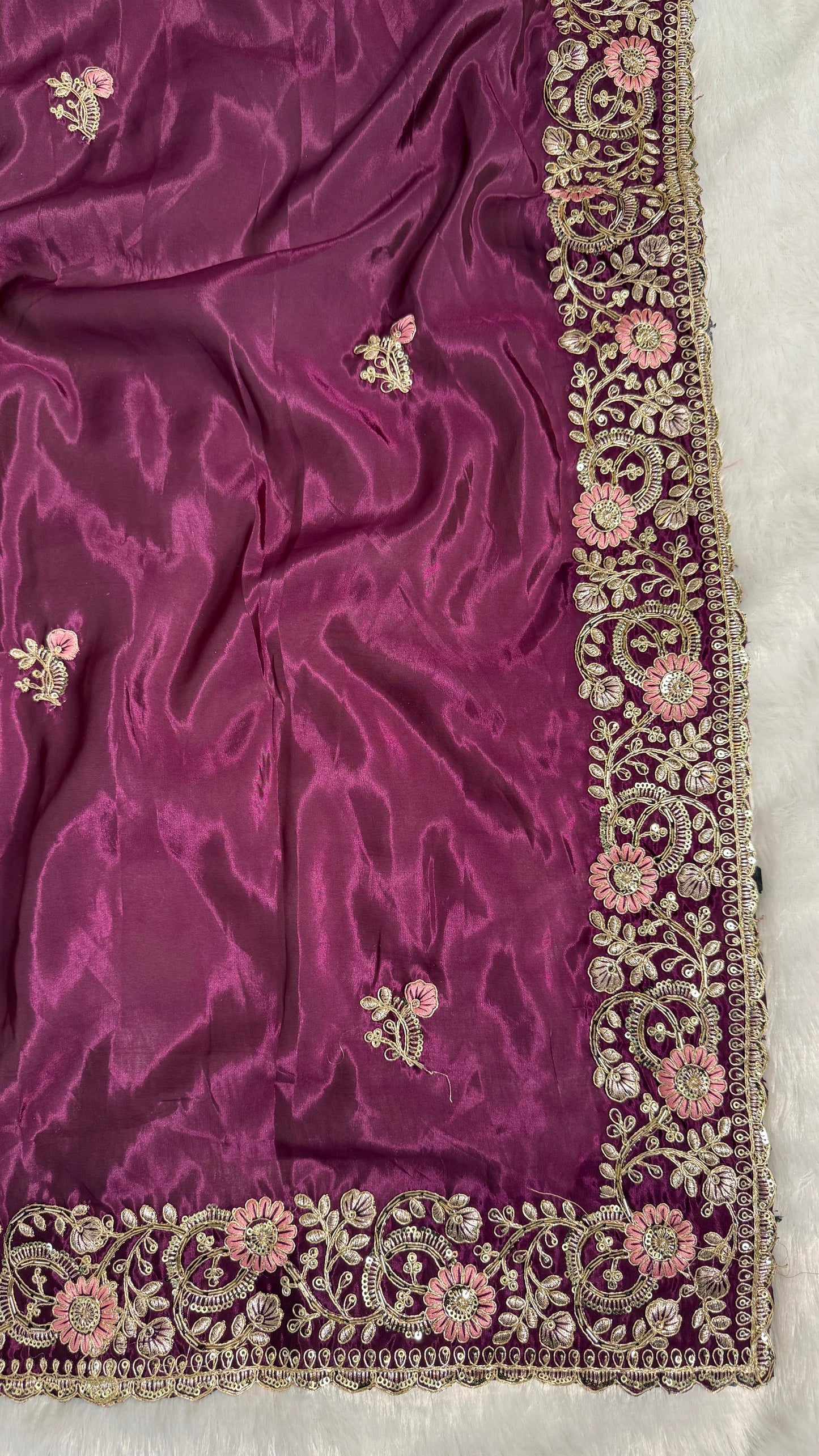 Royal Heavy Pitta and Flower Work Saree
