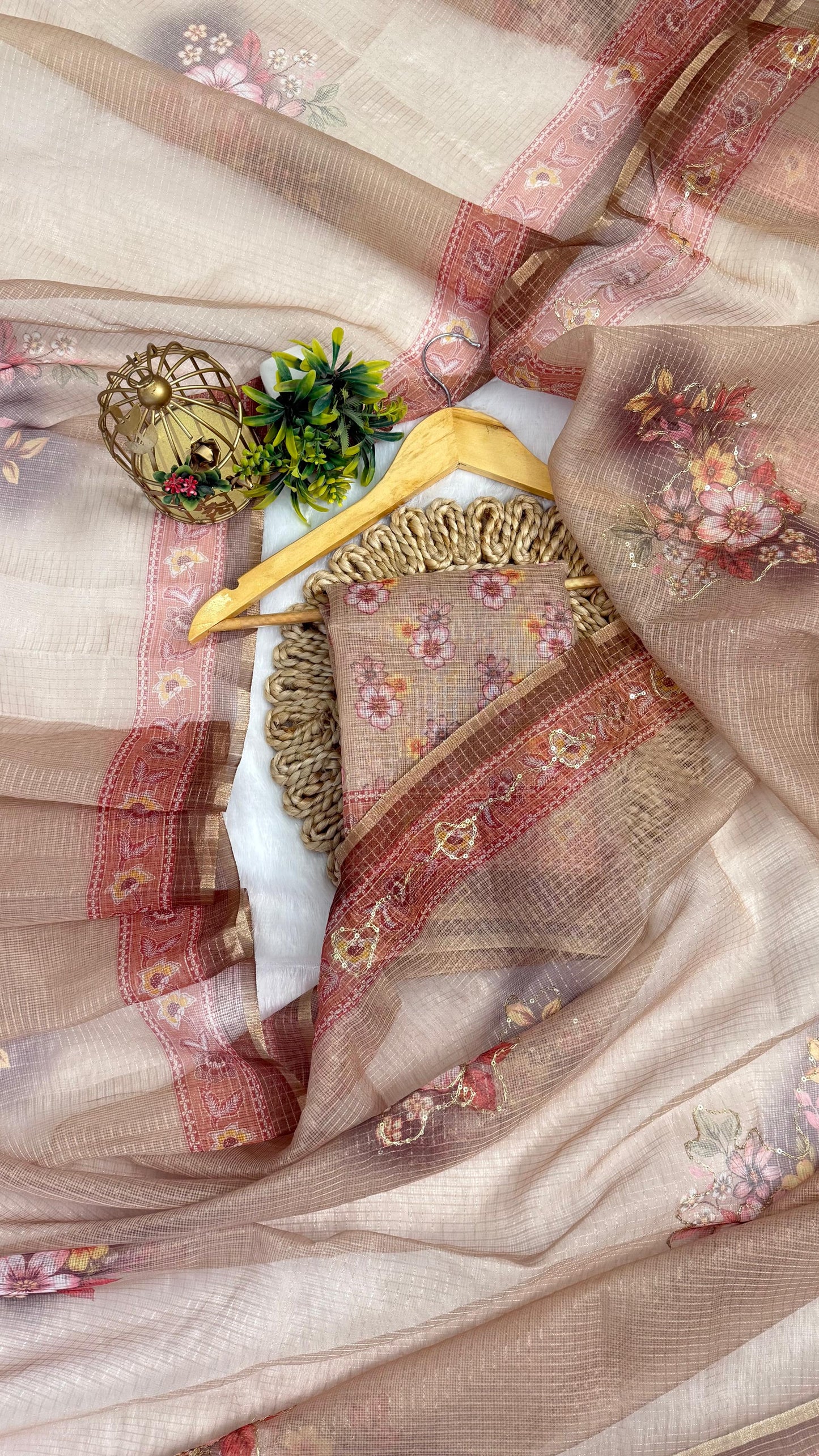 Kota Doriya Small Beautiful Flower Print With Aari work