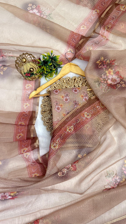 Kota Doriya Small Beautiful Flower Print With Aari work