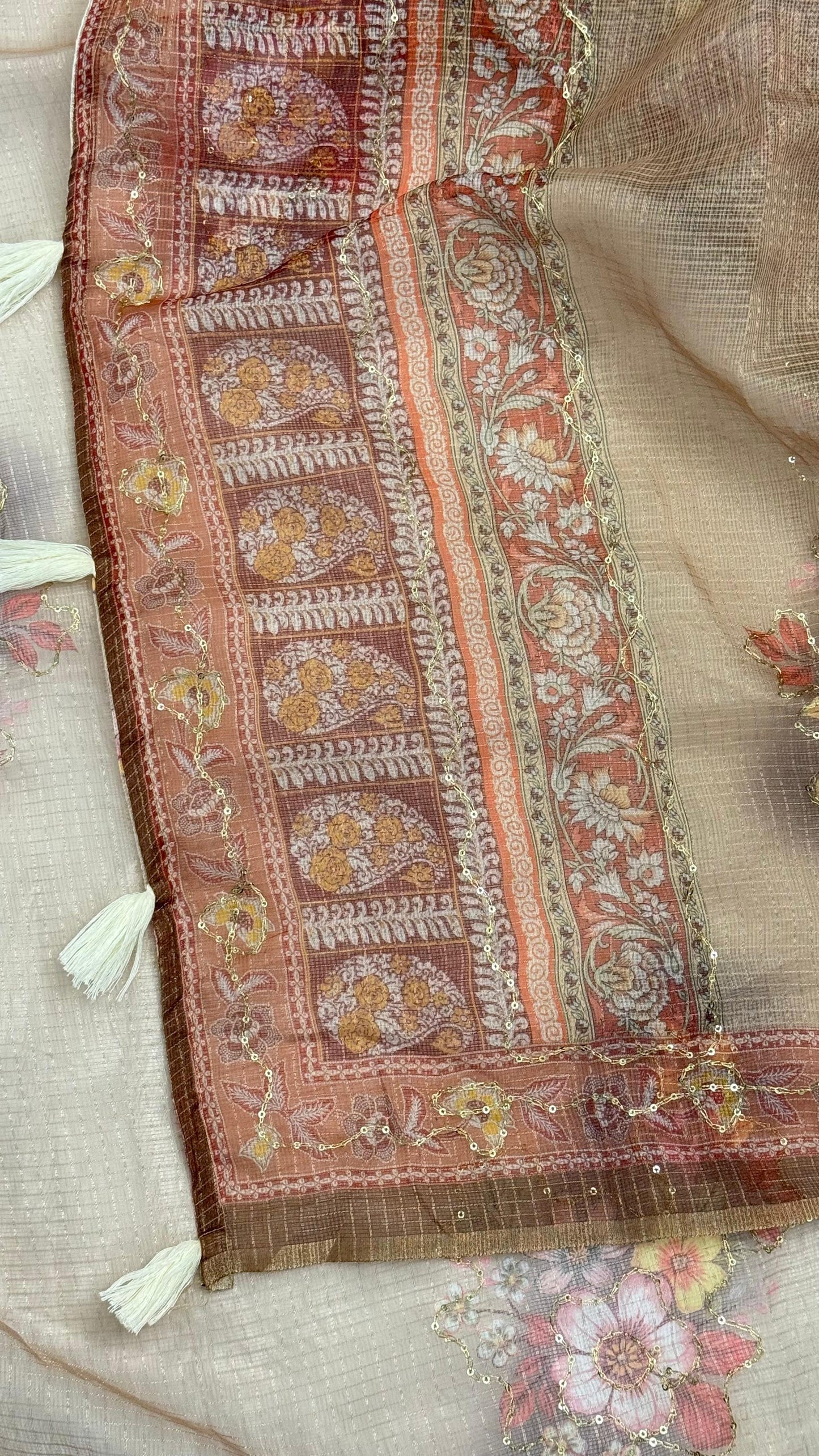 Kota Doriya Small Beautiful Flower Print With Aari work